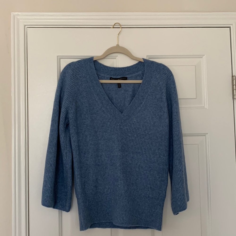White House Black Market Sky Blue V-Neck Sweater